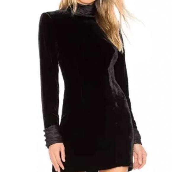 Cinq a sep Black Velvet dress with satin sleeves - Picture 2 of 9